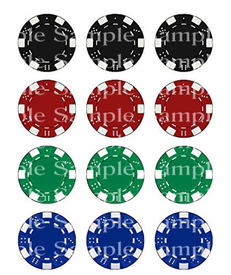 Poker Chips Las Vegas Casino Birthday Edible 2D Fondant Etsy