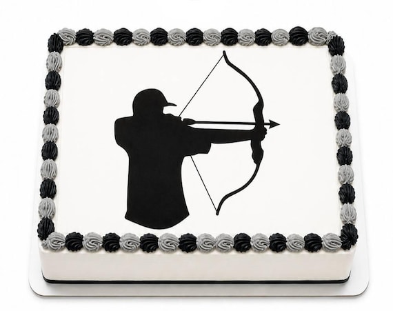 Archery Bow Arrow Edible Cake Topper, Hunter Sports Birthday Frosting Sheet Image ~ D3947