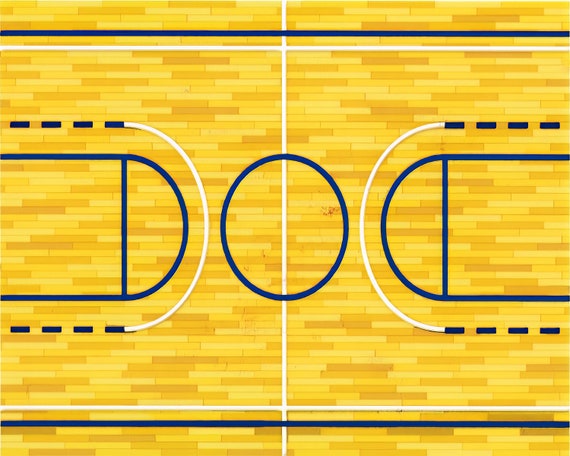 Basketball Court With Blue Lines - Edible 2D Fondant Cake / Cupcake Topper For Birthdays and Parties! - D24389