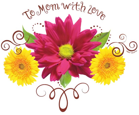 Mother's Day To Mom With Love ~ Edible 2D Fondant Birthday Cake/Cupcake Topper ~ D1369