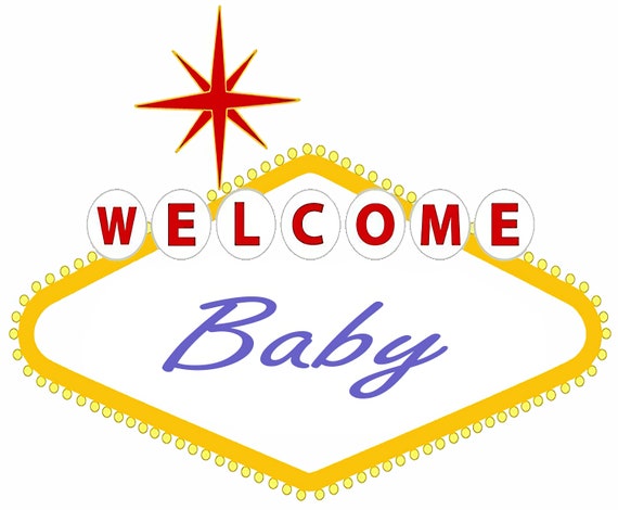 Las Vegas Welcome Baby Shower Birthday - 2D Edible Fondant Cake/Cupcake Topper For Birthdays and Parties! - D24399