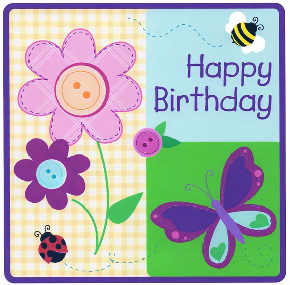 Spring Butterflys Happy Birthday ~ Edible 2D Fondant Birthday Cake/Cupcake Topper ~ D2173