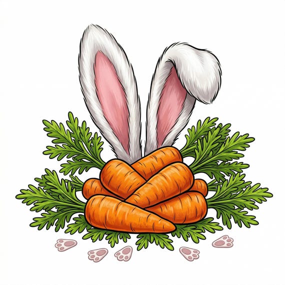 Easter Bunny Ears Carrots Edible Cake Topper Cupcake Image Frosting Sheet Spring Decor Personalized (9 Size Options) D30027