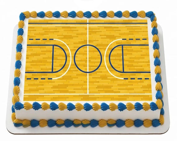 Basketball Court Hardwood Edible Cake Topper, Hoops Sports Birthday Frosting Sheet Image, Game Day ~ D24389