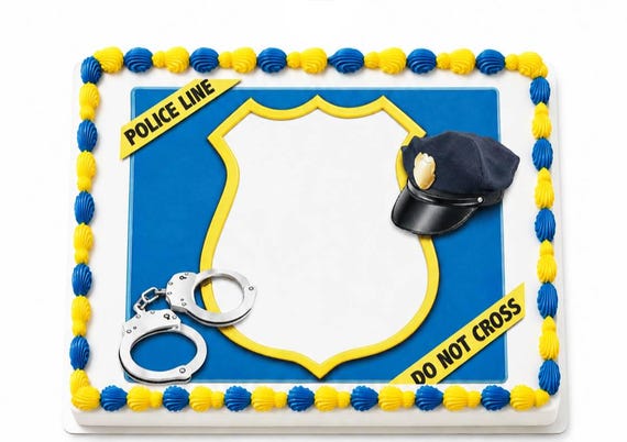 Police Officer Badge Edible Cake Topper, Cop Birthday Frosting Sheet Image ~ D24190