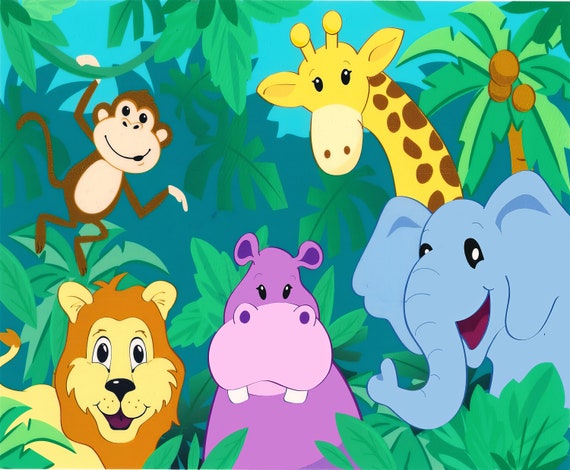 Baby Jungle Animals Birthday ~ Edible 2D Fondant Birthday Cake/Cupcake Topper ~ D765