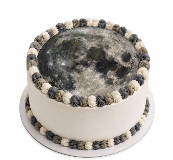 Full Moon Edible Cake Topper, Space Birthday Frosting Sheet Image, Lunar Party ~ D24595