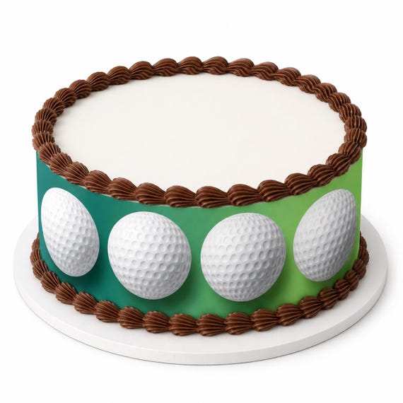 Golf Ball Edible Cake Side Strip, Sports Birthday Frosting Sheet Decoration ~ D22756