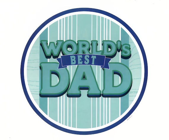 World's Best Dad Father's Day ~ Edible 2D Fondant Birthday Cake/Cupcake Topper ~ D22234