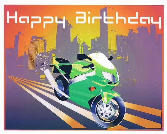 Motorcycle Birthday ~ Edible 2D Fondant Birthday Cake/Cupcake Topper ~ D2175