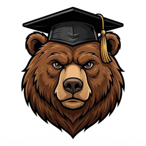 Bear Graduation Edible Cake Topper Image, Personalized (9 Size Options) - SKU D30014