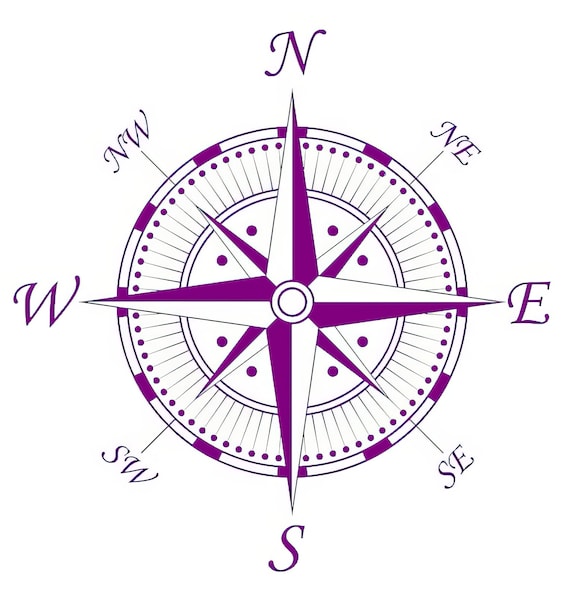 Purple Pirate Map Compass Birthday Background ~ Edible 2D Fondant Birthday Cake/Cupcake Topper ~ D24207