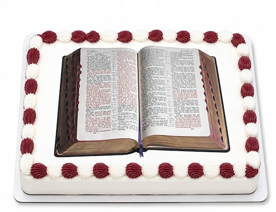Open Holy Bible Scripture Edible Cake Topper, Religious Christian Frosting Sheet Image, Church Faith ~ D22974