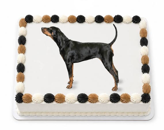 Black and Tan Coonhound Edible Cake Topper, Hound Dog Birthday Frosting Sheet ~ D20820