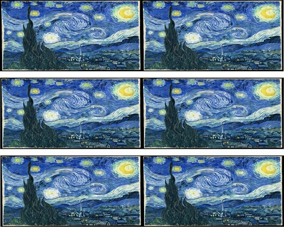 Vincent Van Gogh Starry Night Birthday - Side Strips ~ Edible 2D Fondant Birthday Cake Side Toppers ~ D24656