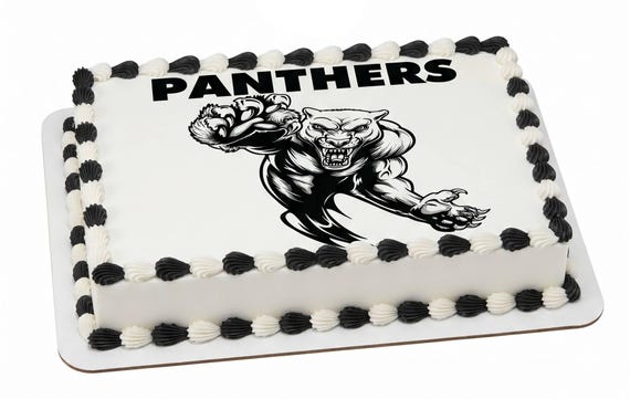 Panthers Mascot Edible Cake Topper, School Spirit Frosting Sheet Image, Black White Panthers Sports ~ D843