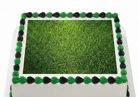 Green Grass Turf Texture Edible Cake Topper, Sports Field Birthday Frosting Sheet Image, Lawn Party ~ D429