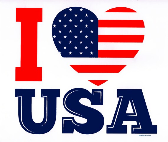 I Love USA 4th of July - Birthday ~ Edible 2D Fondant Birthday Cake/Cupcake Topper ~ D149
