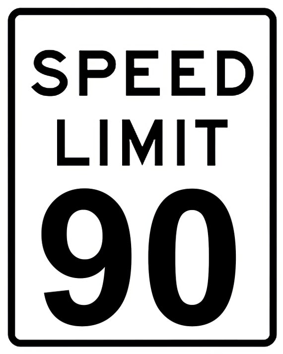 Speed Limit 90th Birthday Sign - 2D Fondant Edible Cake & Cupcake Topper For Birthdays and Parties! - D24337