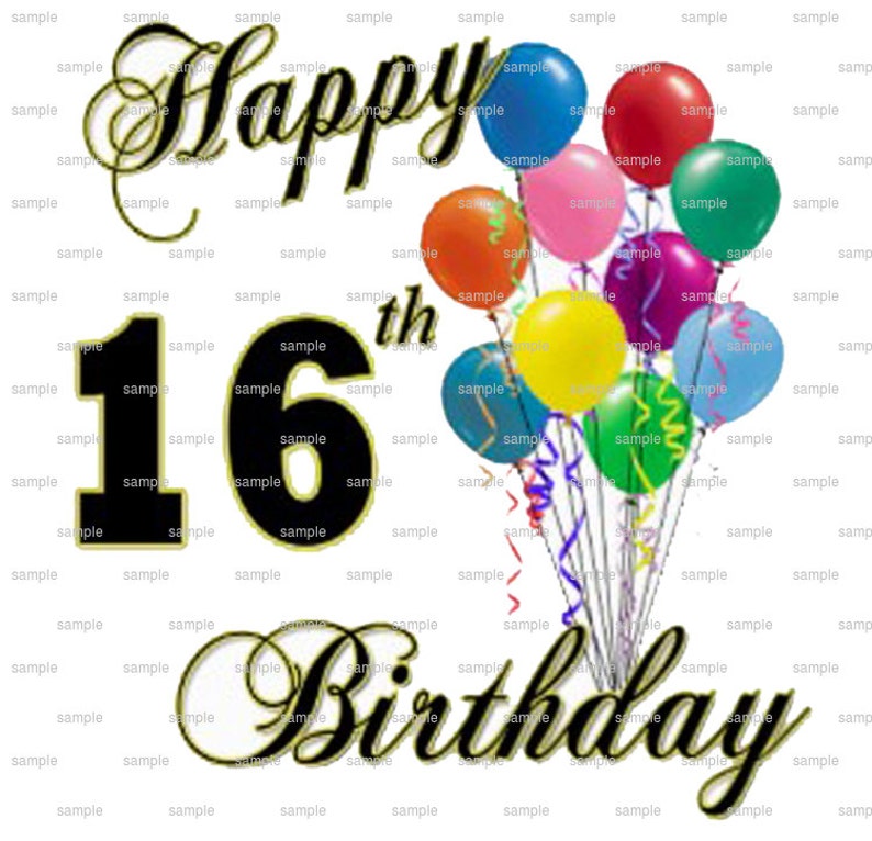 Happy 16th Birthday Edible 2D Fondant Birthday Cake/Cupcake | Etsy