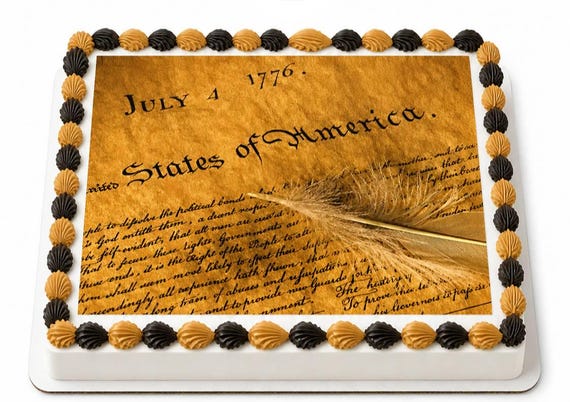 Declaration Independence Edible Cake Topper, Patriotic Fourth Of July Frosting Sheet Image, History Party ~ D1116