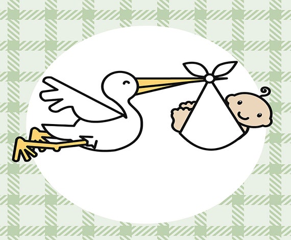 Stork Baby Shower Invitation ~ Edible 2D Fondant Birthday Cake/Cupcake Topper ~ D9083