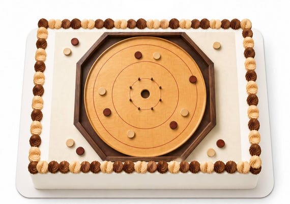 Crokinole Board Edible Cake Topper, Game Night Birthday Frosting Sheet Image ~ D30254
