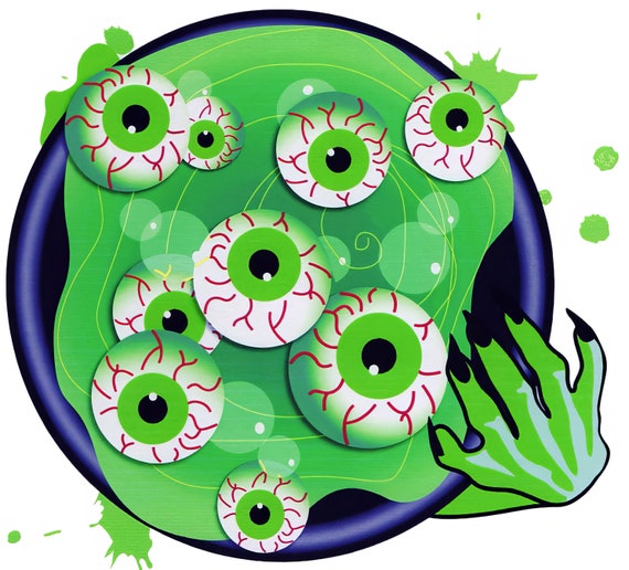 Creepy Eyeball Soup Halloween Birthday ~ Edible 2D Fondant Birthday Cake/Cupcake Topper ~ D24066