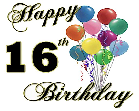 Happy 16th Birthday ~ Edible 2D Fondant Birthday Cake/Cupcake Topper ~ D5963