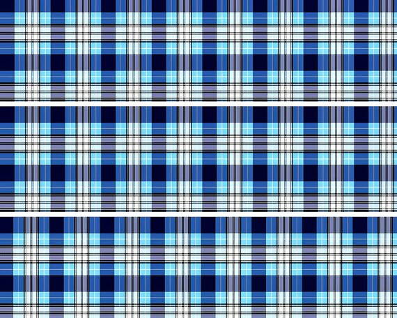 Blue Plaid Birthday - Side Strips ~ Edible 2D Fondant Birthday Cake Side Toppers ~ D22725