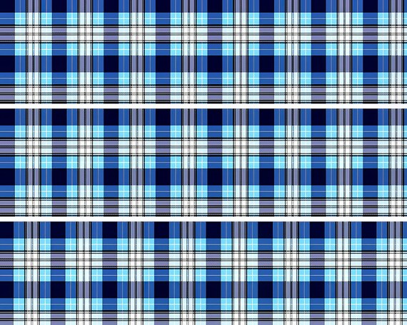 Blue Plaid Birthday - Side Strips ~ Edible 2D Fondant Birthday Cake Side Toppers ~ D22725