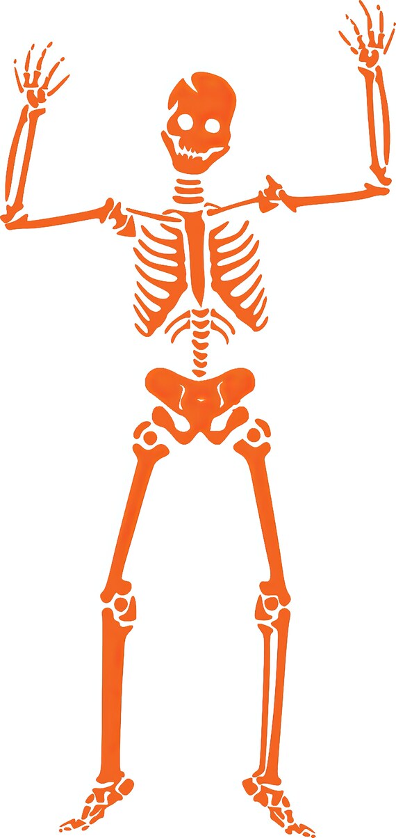 Orange Skeleton Halloween ~ Edible 2D Fondant Birthday Cake/Cupcake Topper ~ D5860