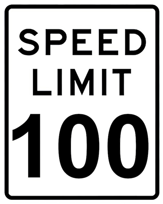 Speed Limit 100th Birthday Sign - 2D Fondant Edible Cake & Cupcake Topper For Birthdays and Parties! - D24338