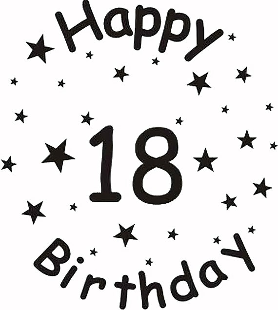 Happy 18th Birthday ~ Edible 2D Fondant Birthday Cake/Cupcake Topper ~ D6769
