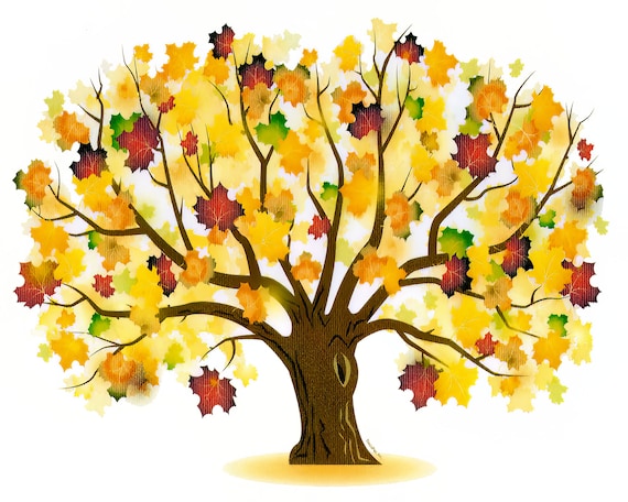 Fall Tree ~ Edible 2D Fondant Birthday Cake/Cupcake Topper ~ D20703