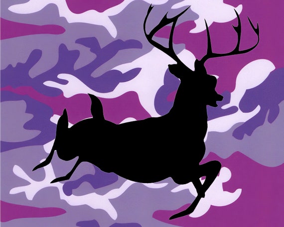 Purple Camo Deer Hunting Birthday ~ Edible 2D Fondant Birthday Cake/Cupcake Topper ~ D24044