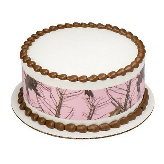 Pink Camo - Licensed Birthday - Side Strips ~ Edible 2D Fondant Birthday Cake Side Toppers ~ D8447