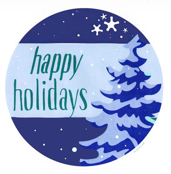 Happy Holidays Winter Christmas ~ Edible 2D Fondant Birthday Cake/Cupcake Topper ~ D24069