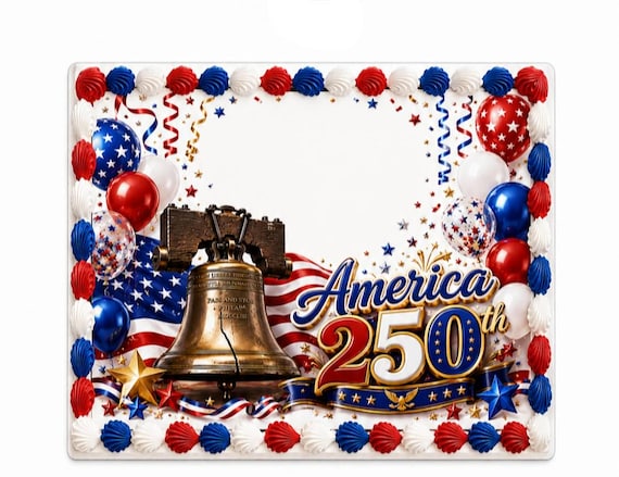 Liberty Bell America 250th Edible Cake Topper, Patriotic Frosting Sheet Image ~ D30180