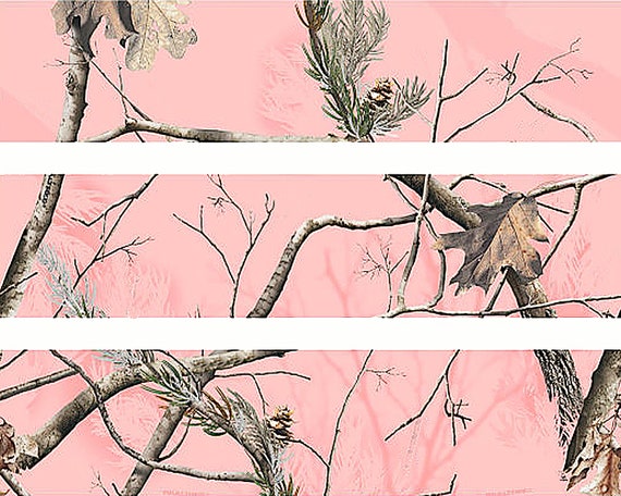 Pink Woodland Camo - Birthday Background - Side Strips ~ Edible 2D Fondant Birthday Cake Side Toppers ~ D5442