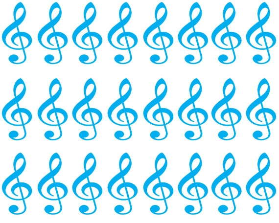 Blue Music Band Notes Birthday - Side Strips ~ Edible 2D Fondant Birthday Cake Side Toppers ~ D22695
