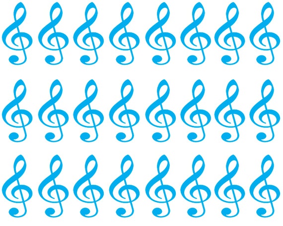 Blue Music Band Notes Birthday - Side Strips ~ Edible 2D Fondant Birthday Cake Side Toppers ~ D22695