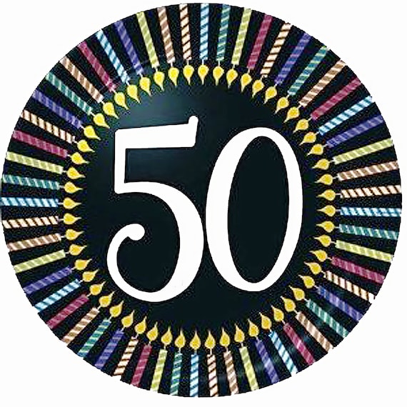 Happy 50th Birthday ~ Edible 2D Fondant Birthday Cake/Cupcake Topper ~ D1437
