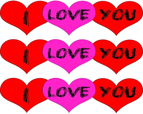 Valentine's Day Hearts - Side Strips ~ Edible 2D Fondant Birthday Cake Side Toppers ~ D22063