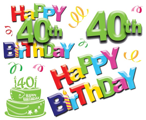Happy 40th Birthday ~ Edible 2D Fondant Birthday Cake/Cupcake Topper ~ D5982