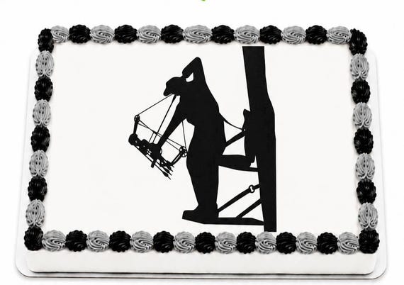 Bowhunter Archery Edible Cake Topper, Tree Stand Hunting Birthday Frosting Sheet Image ~ D3948