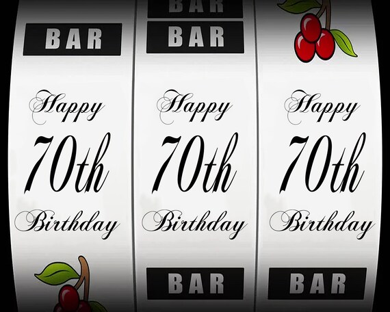 70th Birthday Casino Slot Machine ~ Edible 2D Fondant Birthday Cake/Cupcake Topper ~ D21872