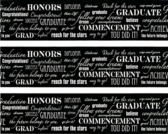 Graduation Celebration - Side Strips ~ Edible 2D Fondant Birthday Cake Side Toppers ~ D288