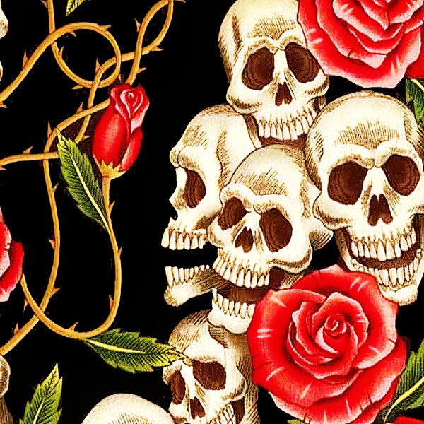 Skulls and Roses Halloween ~ Edible 2D Fondant Birthday Cake/Cupcake Topper ~ D5846