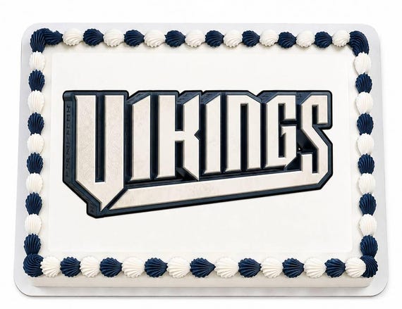 Vikings Text Celtic Knot Edible Cake Topper, Norse Mascot Birthday Frosting Sheet Image, School Team ~ D969